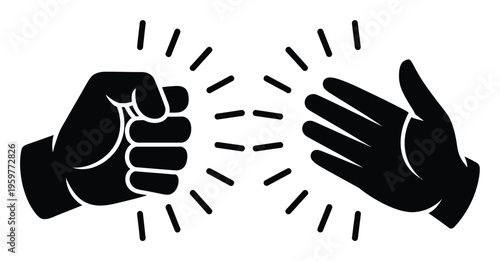 Fists and Hand Vector Illustration of Conflict or Defense