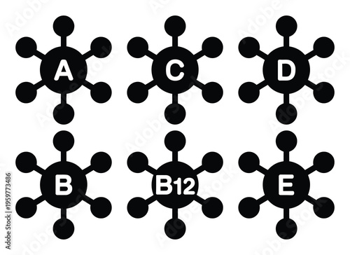 Vitamin B Molecular Structure Vector Illustration