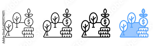 Land Investment Icon Different Style Outline Collection Set 