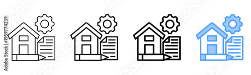 Property Management Icon Different Style Outline Collection Set 