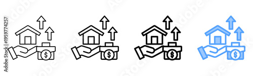 Realty Business Icon Different Style Outline Collection Set 