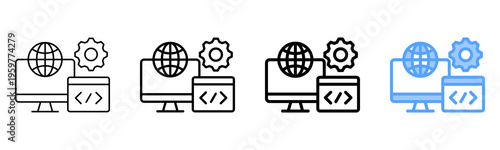 Site Development Icon Different Style Outline Collection Set 