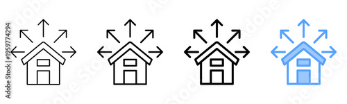 Property Expansion Icon Different Style Outline Collection Set 