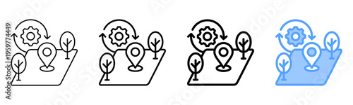 Land Development Icon Different Style Outline Collection Set 