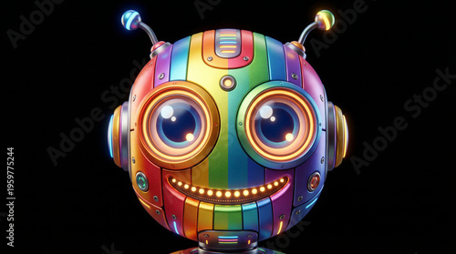 Wallpaper Mural Friendly rainbow robot head with glowing features Torontodigital.ca