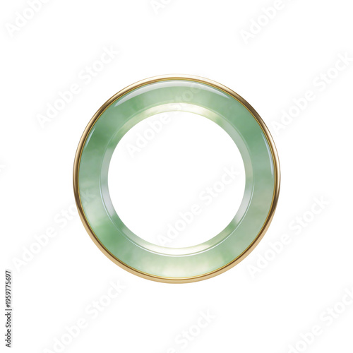 Green Jade Ring with Gold Trim