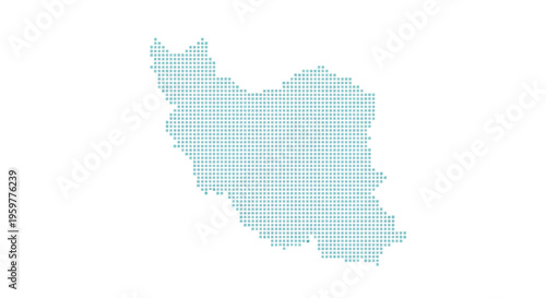 A dotted turquoise map of iran showcasing the country s geographical outline high quality professional detailed