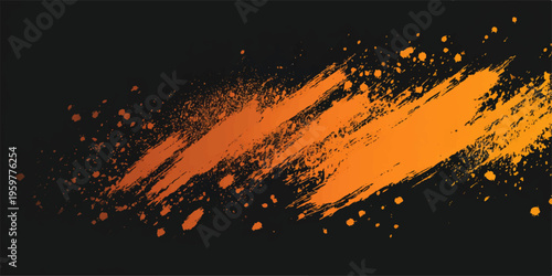 Abstract grunge background vector illustration featuring a hot orange fire flame and burning energy texture on black