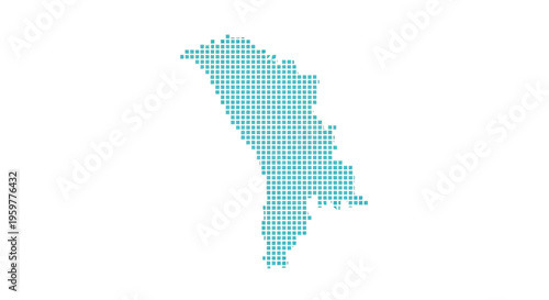 Pixelated teal representation of a landmass potentially an island or country outline high quality professional detailed