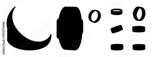 Wristband set with silhouette outline design featuring monogram, minimalist, single color strap with fashion accessory and wearable tech