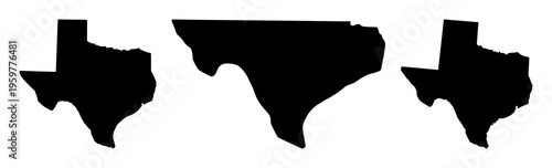 Texas map silhouette set with high-contrast flat vector design featuring state map, line art, icon with black and white and minimalist