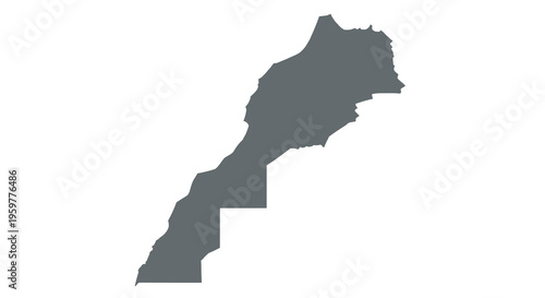 A dark gray silhouette depicting the geographical shape of morocco north africa high quality professional detailed