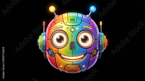 Wallpaper Mural Rainbow cute robot character smiling with transparent background Torontodigital.ca