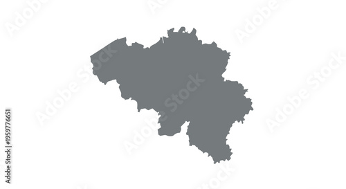 A dark gray silhouette depicts the geographical shape of belgium against a white background high quality
