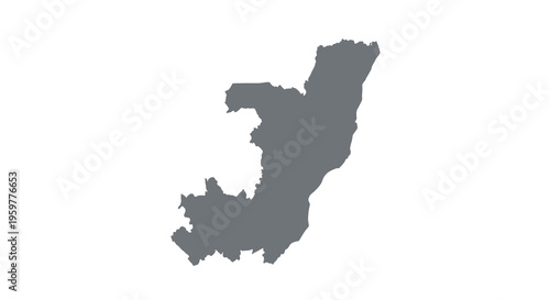 A dark gray irregular shape resembling a landmass on a stark white background high quality professional