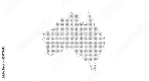 A dotted representation of the continent of Australia against a stark white background high quality professional