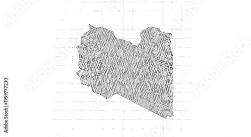 Abstract depiction of libya s geographical shape rendered using numerous small dots high quality professional detailed