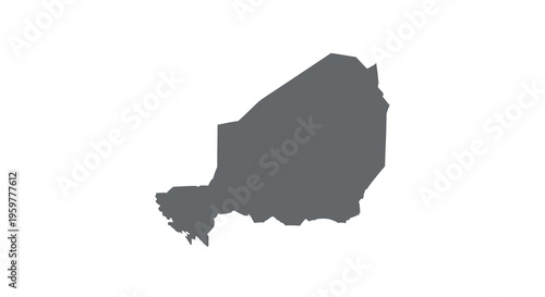 A stark black silhouette depicts the geographical outline of the nation of niger high quality professional