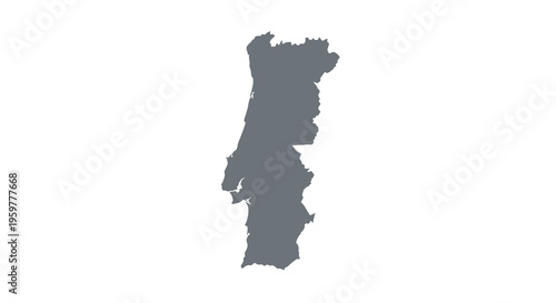 A silhouetted map of portugal is shown against a plain white background high quality professional detailed