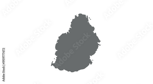 A dark silhouette outlines the island nation of mauritius against a plain white background high quality