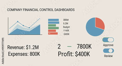 Flat minimalist illustration of company financial control system