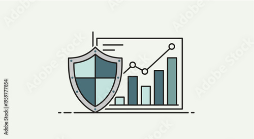 Flat minimalist illustration of company financial risk management b
