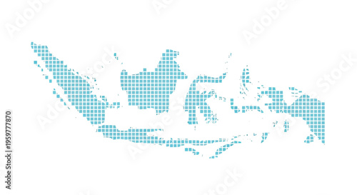 A teal dotted representation of the archipelago nation of indonesia showing its island shape high quality