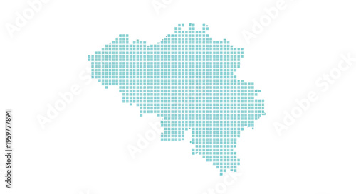 A pixelated light blue representation of the belgium country map with defined borders high quality professional