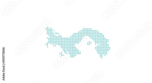 A teal pixelated illustration depicts the side profile of a playful jumping dolphin high quality professional