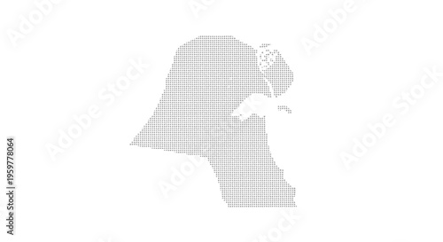 A dotted representation of the state of kuwait isolated on a white background high quality professional