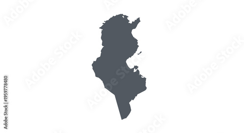 A dark silhouette depicts the geographical shape of tunisia north africa high quality professional detailed modern