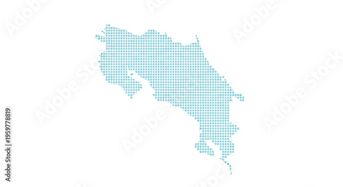 A dotted turquoise map depicts the central american country of costa rica isolated high quality professional