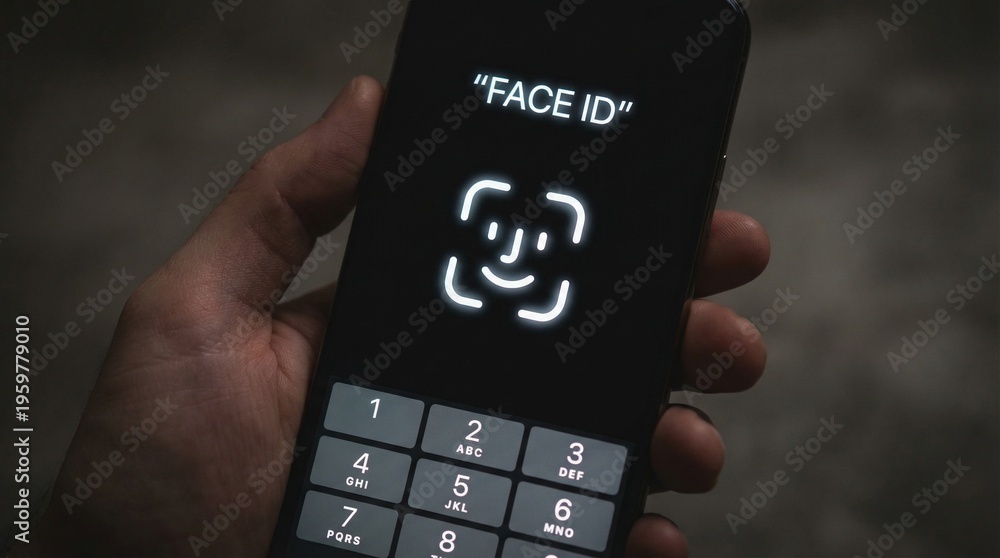 Obraz premium A phone with facial recognition system for the concept of technology and security.