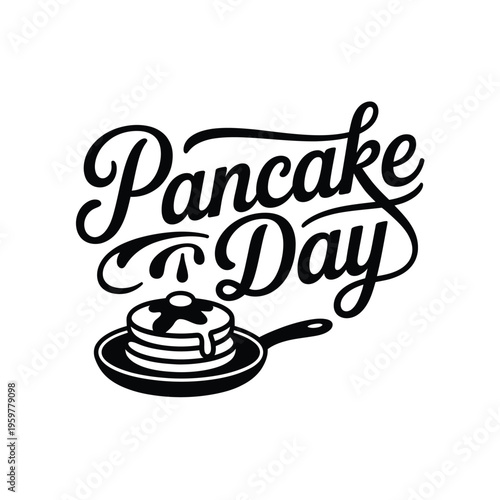 Pancake day illustration with stacked pancakes and golden syrup drizzle