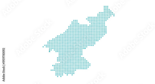Abstract pixelated shape resembling a landmass or stylized geographical form in teal high quality professional detailed