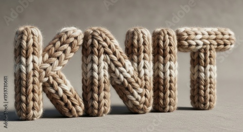 handwoven rope letters knit on neutral background