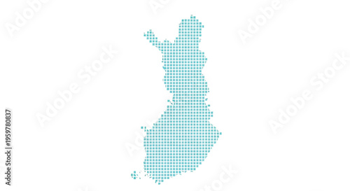 A teal pixelated map of finland shows the country s shape with dotted patterns high quality