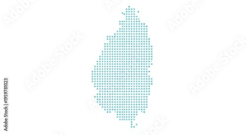 Abstract representation of saint lucia s shape composed of teal colored square pixels high quality professional