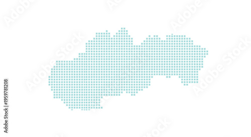 A teal pixelated map of slovakia formed by numerous small squares on white high quality professional