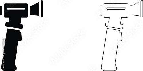 Medical otoscope icon set, professional ear examination tool vector, diagnostic equipment for hearing health and clinical checkups