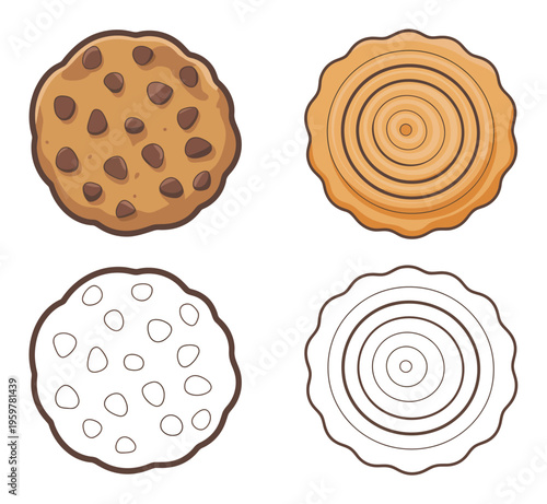 Colorful Cookie Vector Illustration Set
