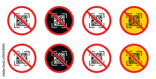 No scanning vector icon, often used to signify that scanning a QR code is not allowed in a certain area or for a specific purpose.