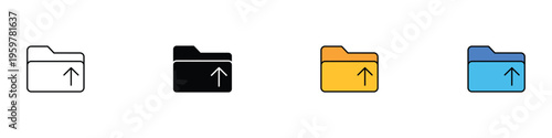 Folder upload icon set. Digital file storage and data document management symbol. Vector Illustration.
