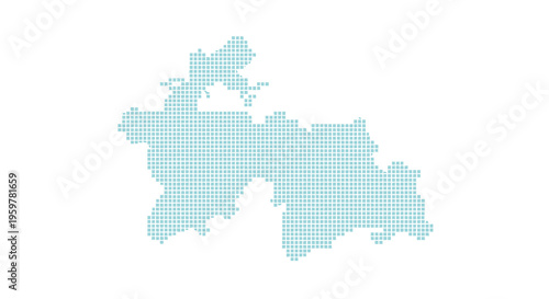 A dotted turquoise map of kyrgyzstan showcasing the country s geographical form high quality professional detailed