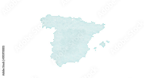 A teal dotted representation of the Iberian Peninsula specifically the map of spain high quality professional