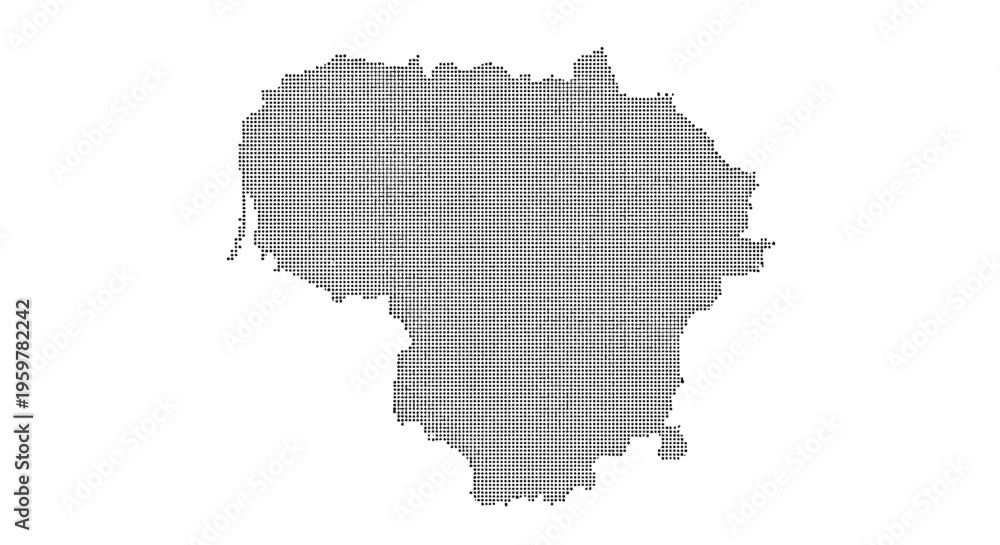 Fototapeta premium A detailed dotted representation of the republic of lithuania s geographical shape on white high quality