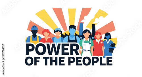 A vibrant illustration of diverse people representing the power of the people in a modern, flat design