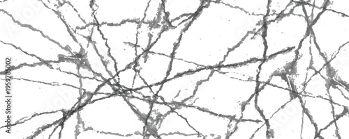 Grunge Cracked Wall Texture with Scratches and Dust, Distressed Concrete Surface Background, Black Grainy Crack Lines on White, Urban Vintage Rough Overlay Design