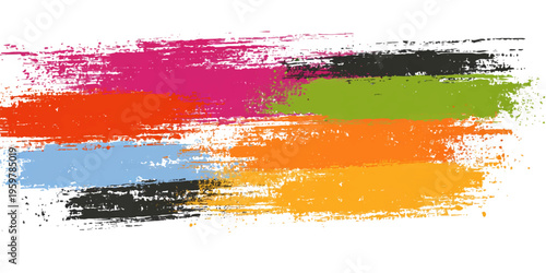 Colorful abstract watercolor and grunge art design featuring a rainbow paint splash texture with ink splatters and brush strokes on paper illustration