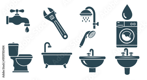 Plumbing and laundry icons